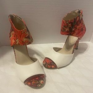 Two Tone Peacock Print Heel EU 38